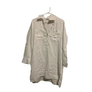 Soft Surroundings 100% linen button front, convertible 3/4 sleeves size medium